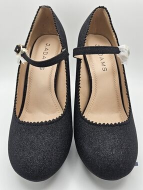 NIB J. Adams Honey Pumps In Black Glitter Size 7